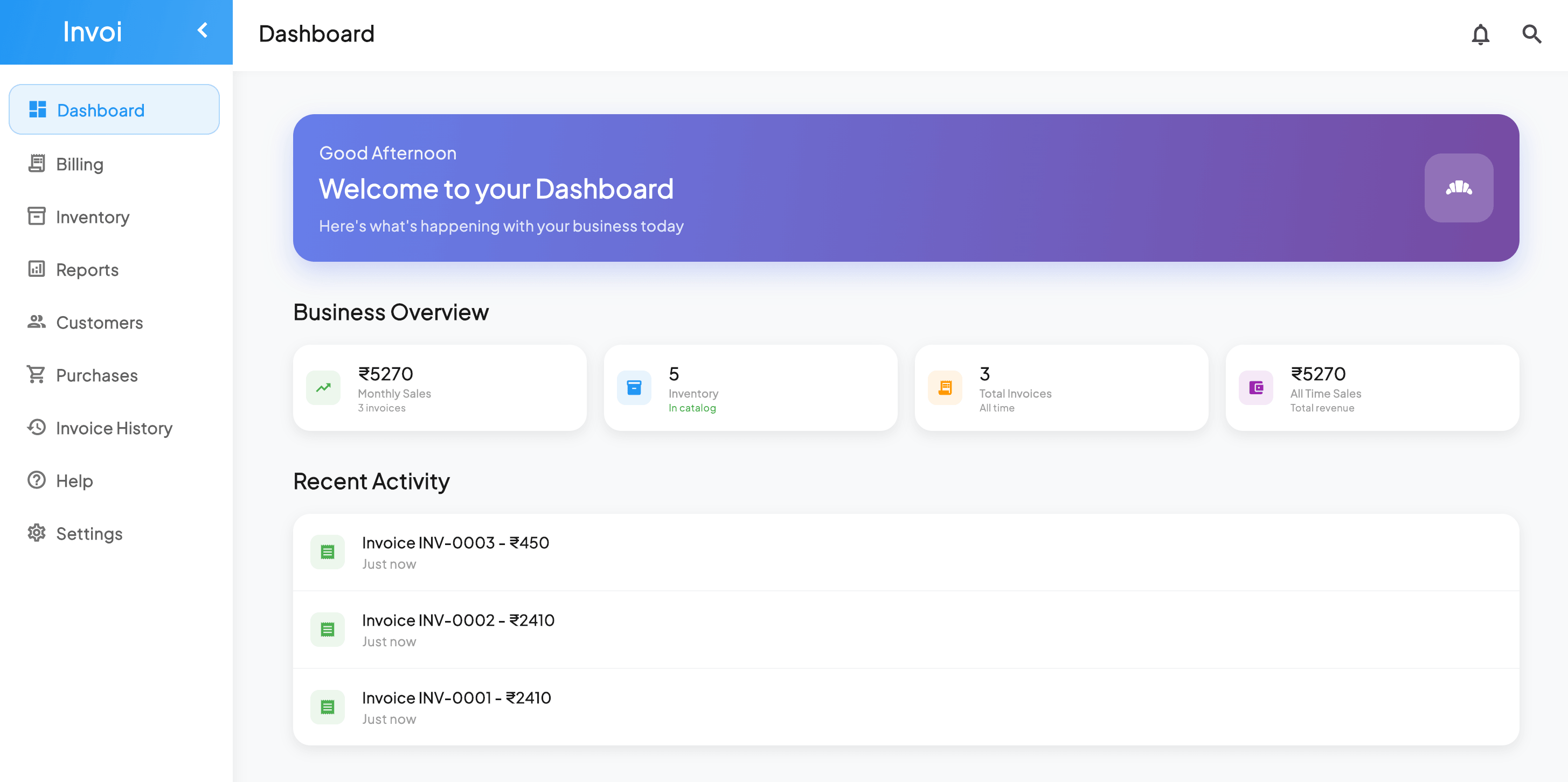 Invoi Inventory Management System - Track stock levels, manage products, and automate reordering